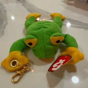 Upcycled 90’s Ty Teenie Beanie Bany McDonald Smoochy the Frog Plush Keychain